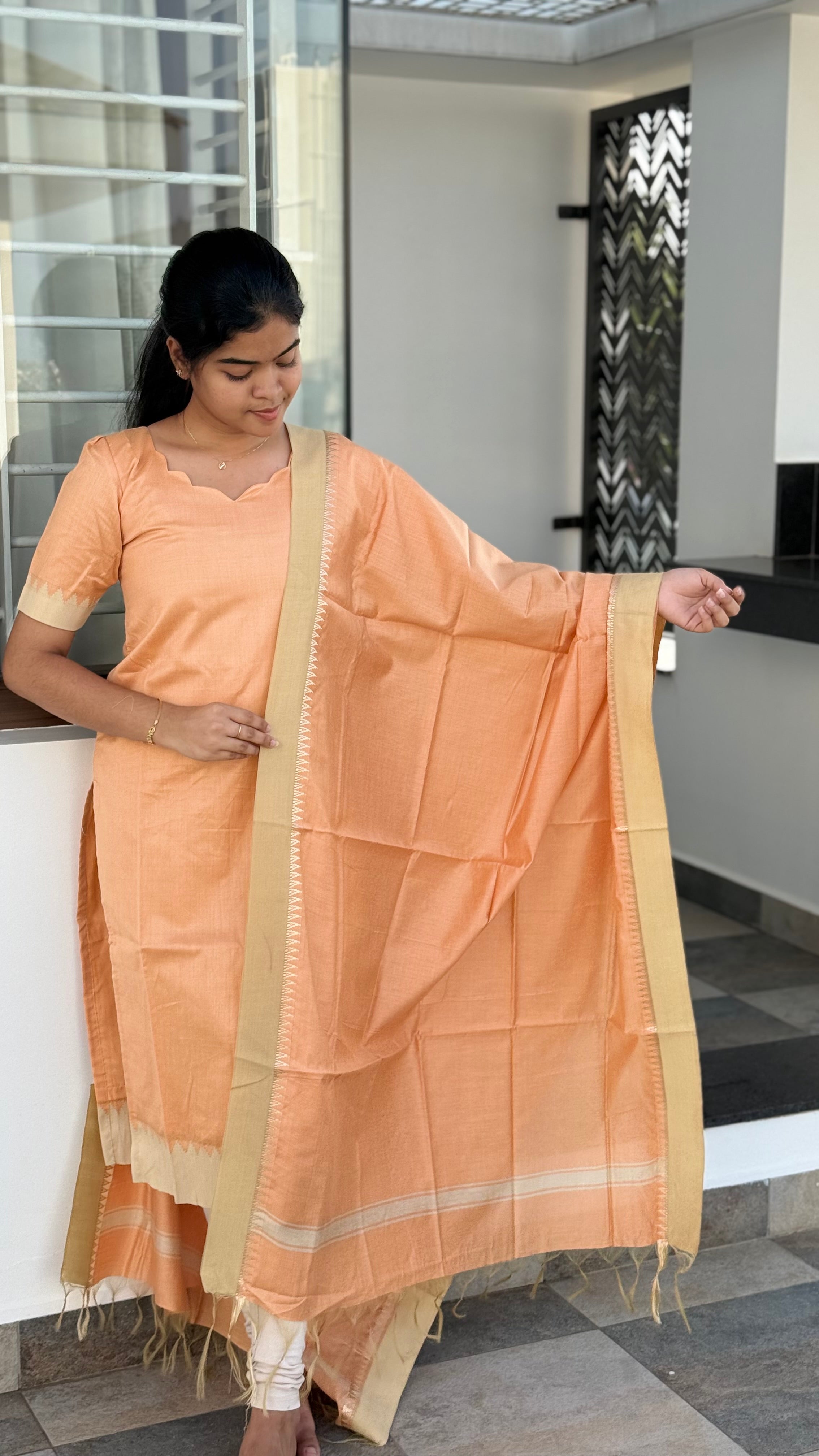 Tussar silk cotton set