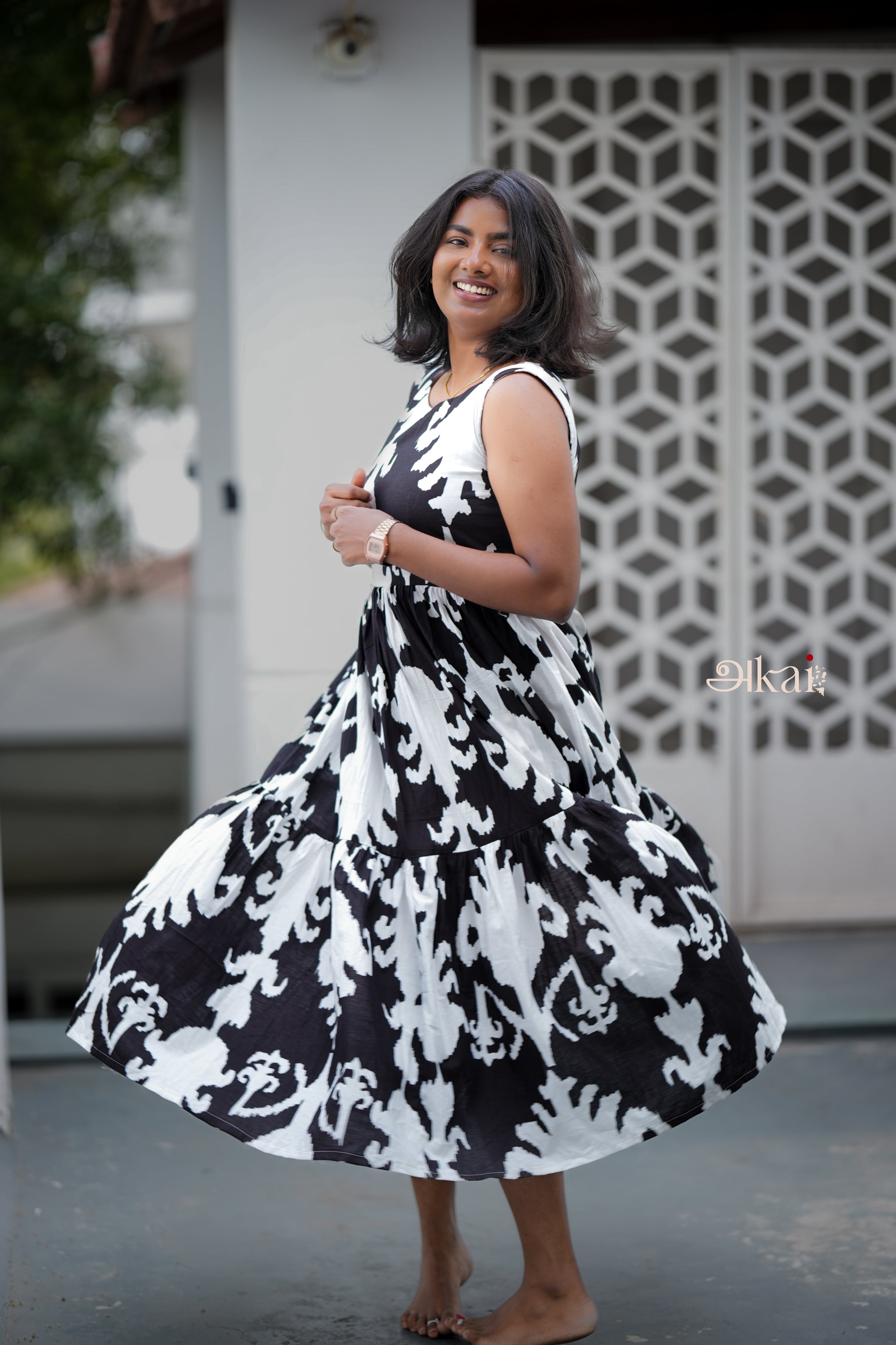 NILA - cotton tiered dress
