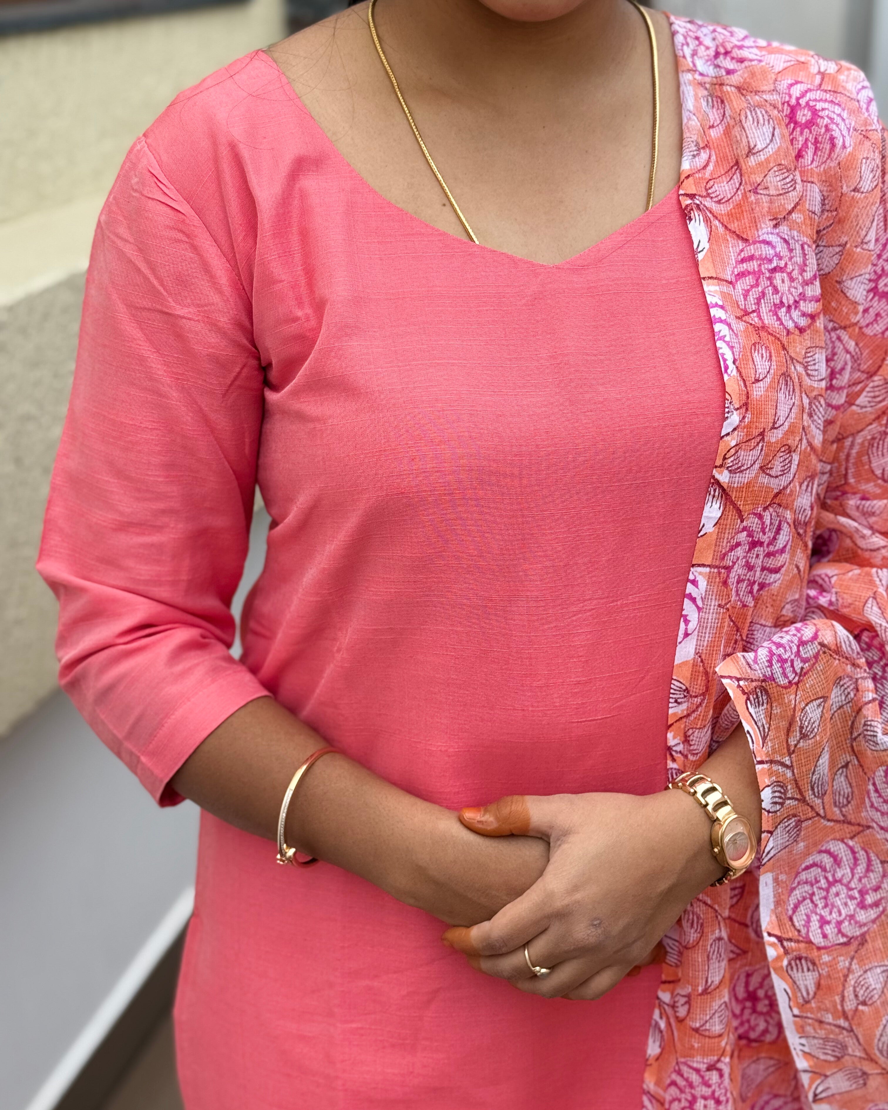 Pink Kota Dupatta Set