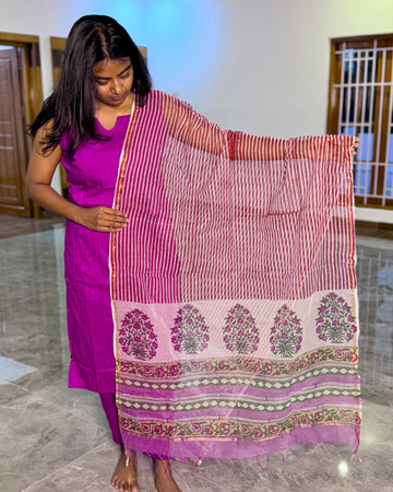 Violet Chanderi / Kota Dupatta Set