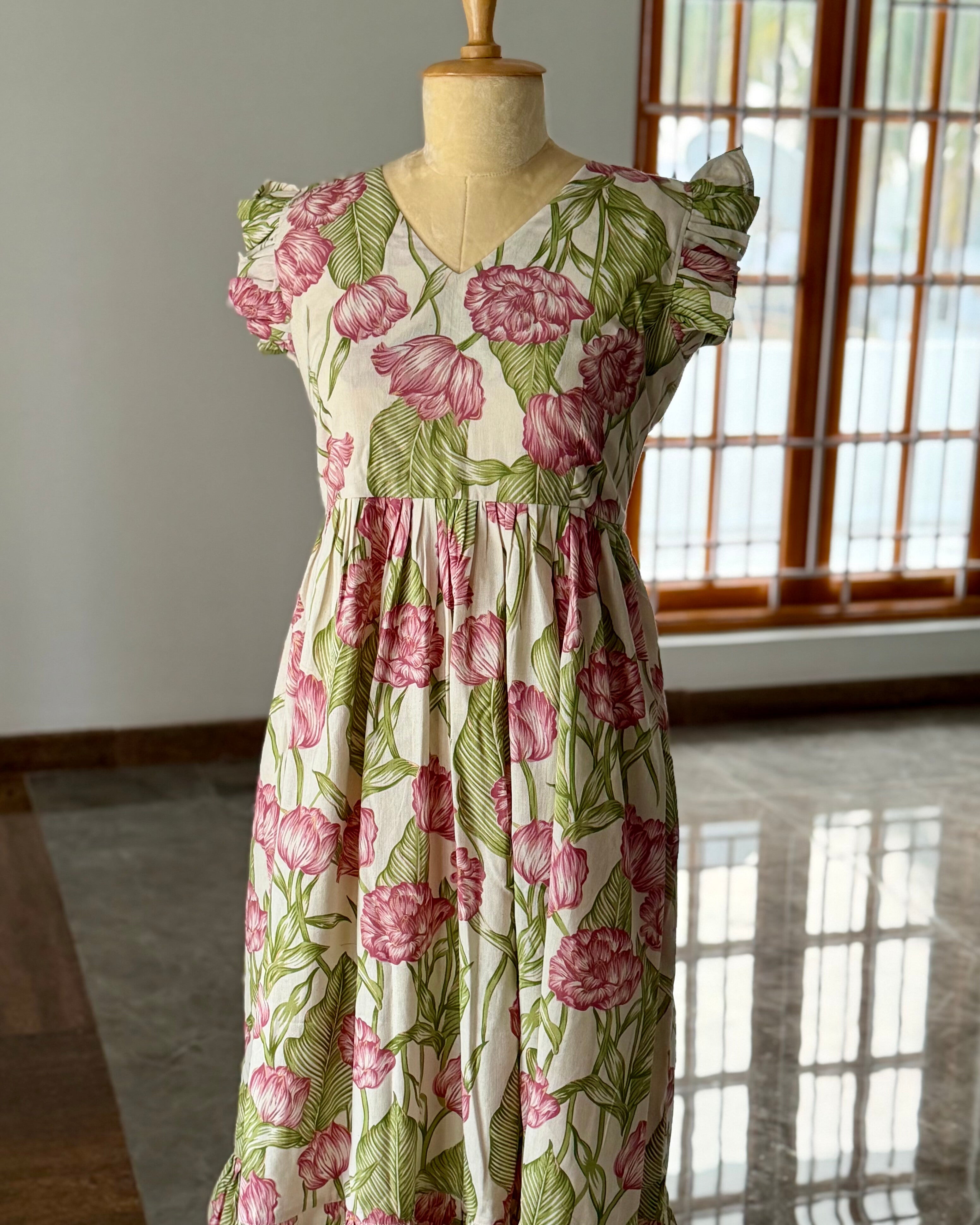 White/Green Floral