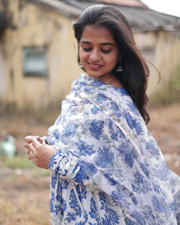 Blue Kota Dupatta Set