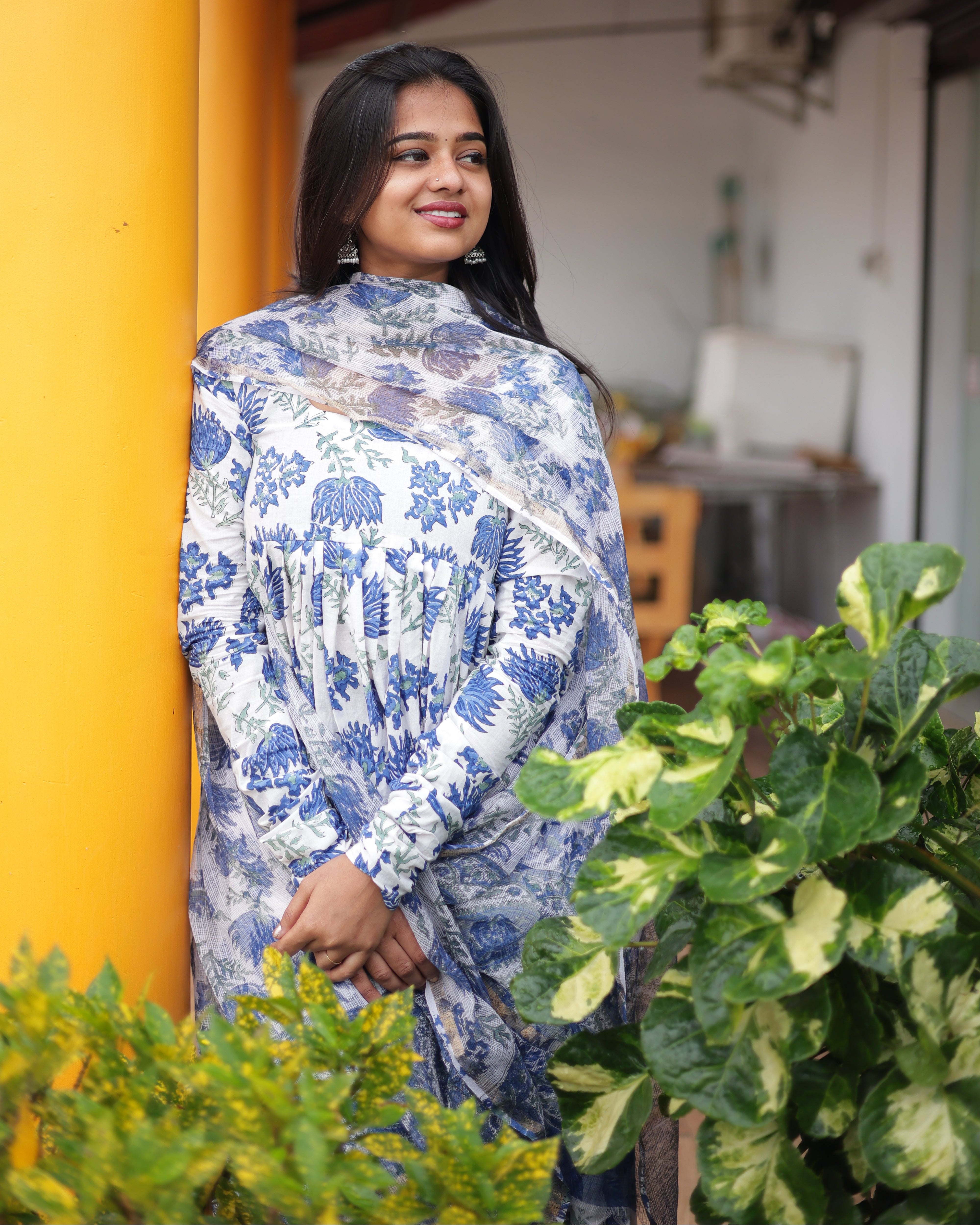 Blue Kota Dupatta Set