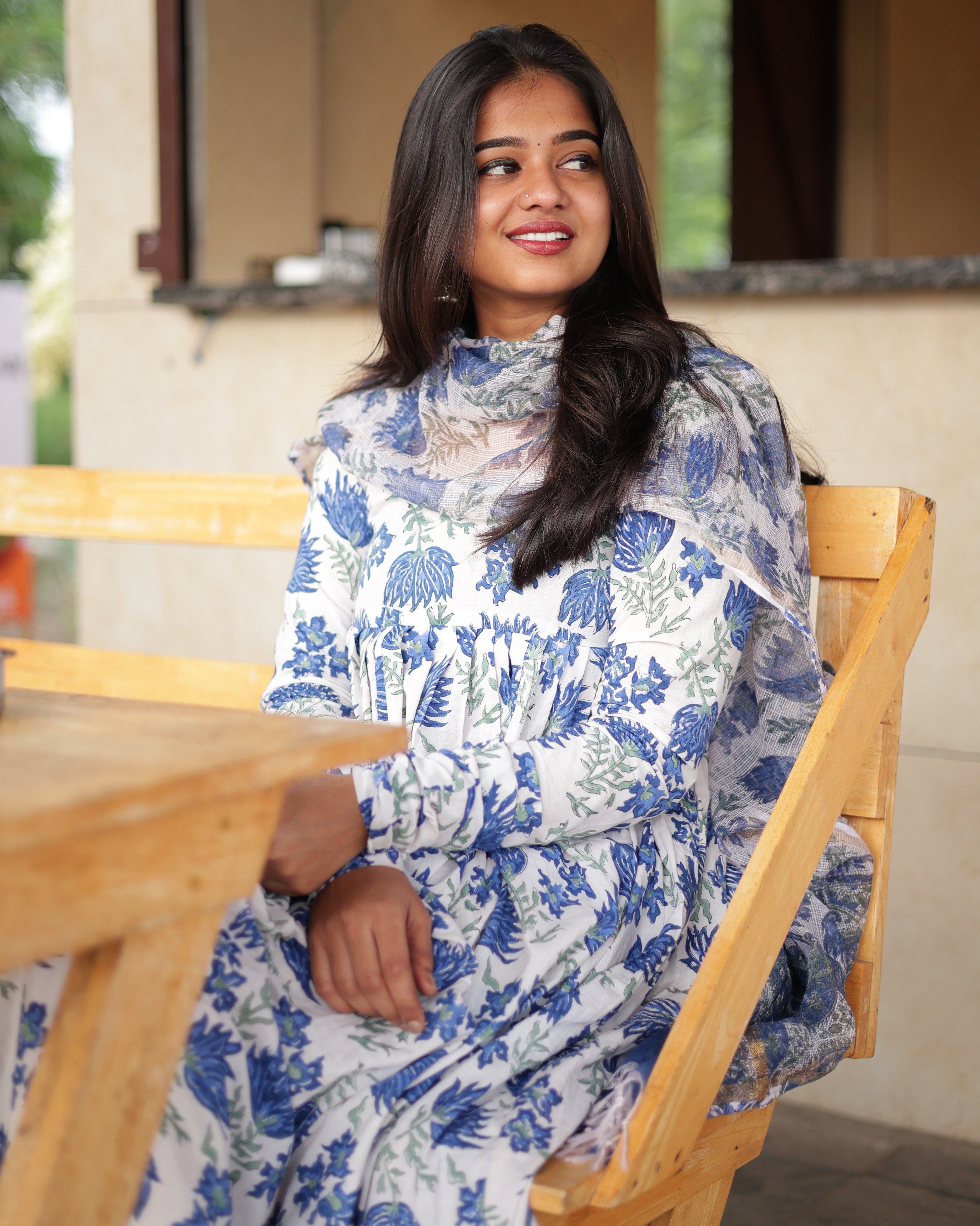 Blue Kota Dupatta Set