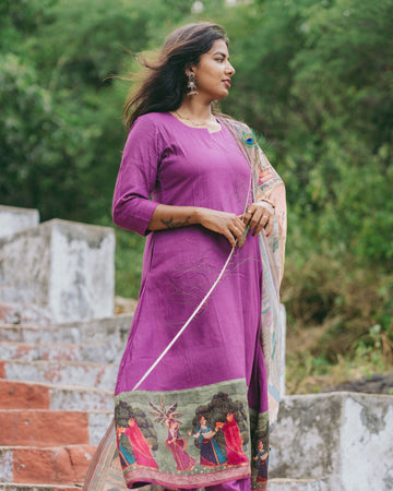 Mughal Dupatta Set Violet