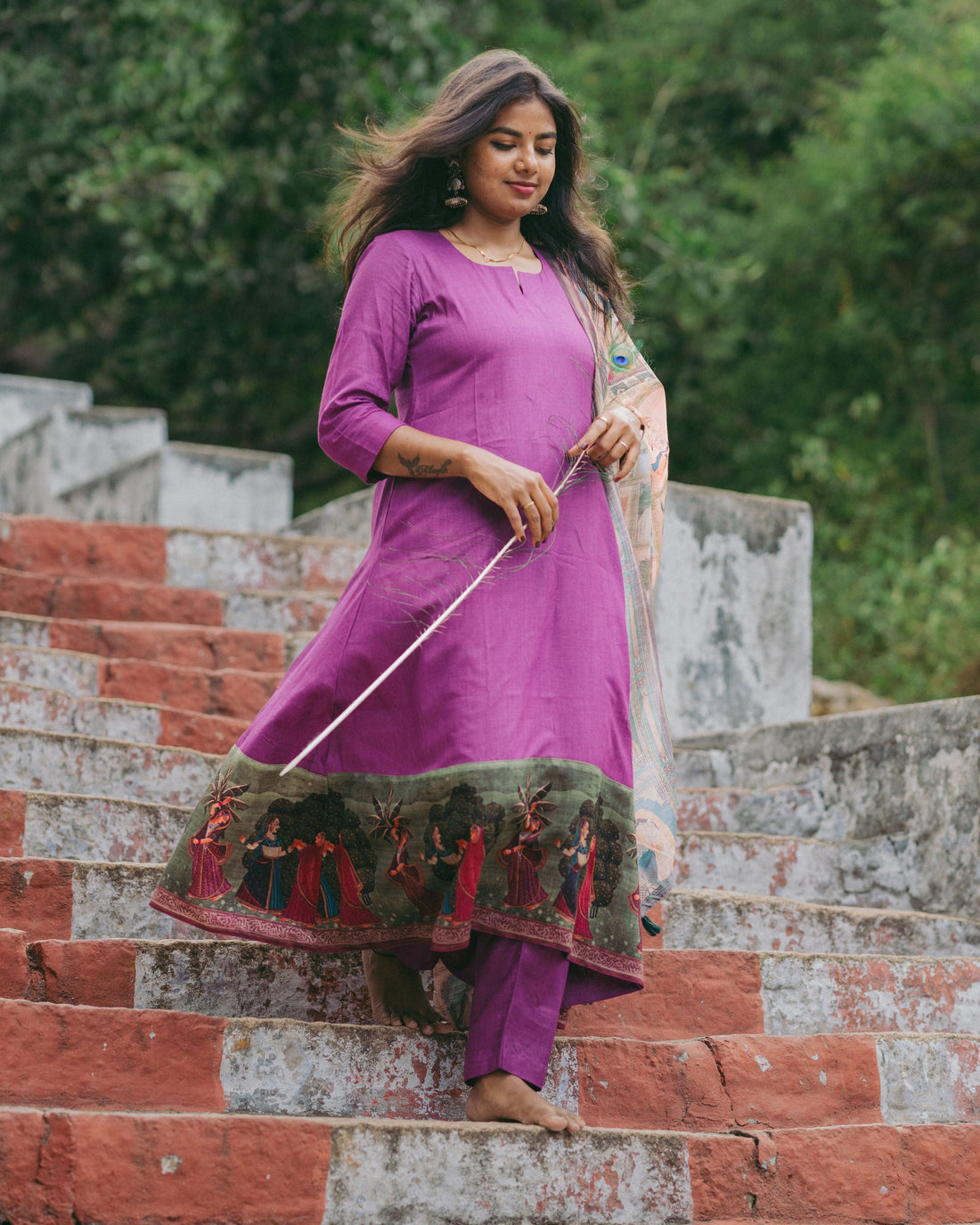Mughal Dupatta Set Violet