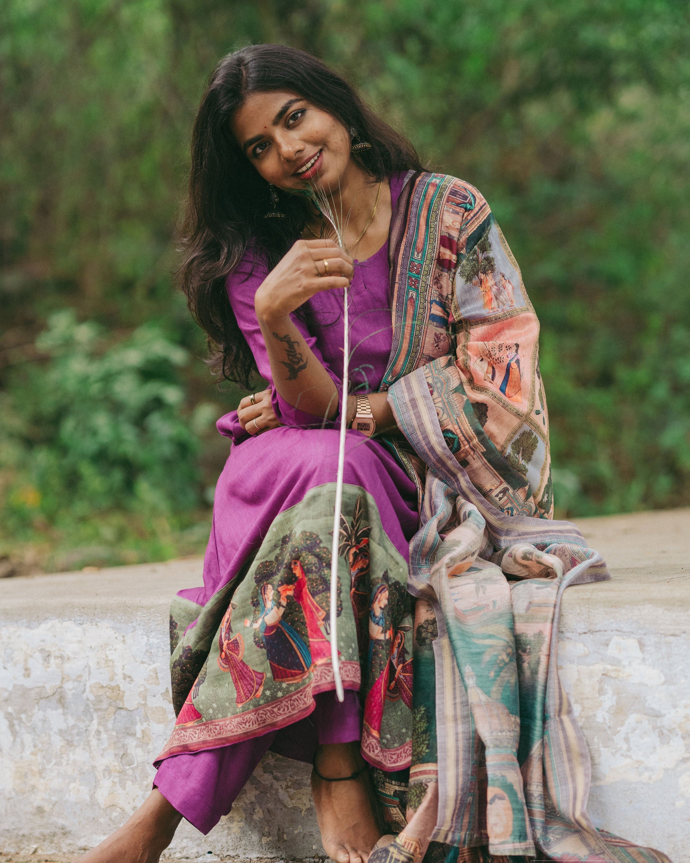 Mughal Dupatta Set Violet