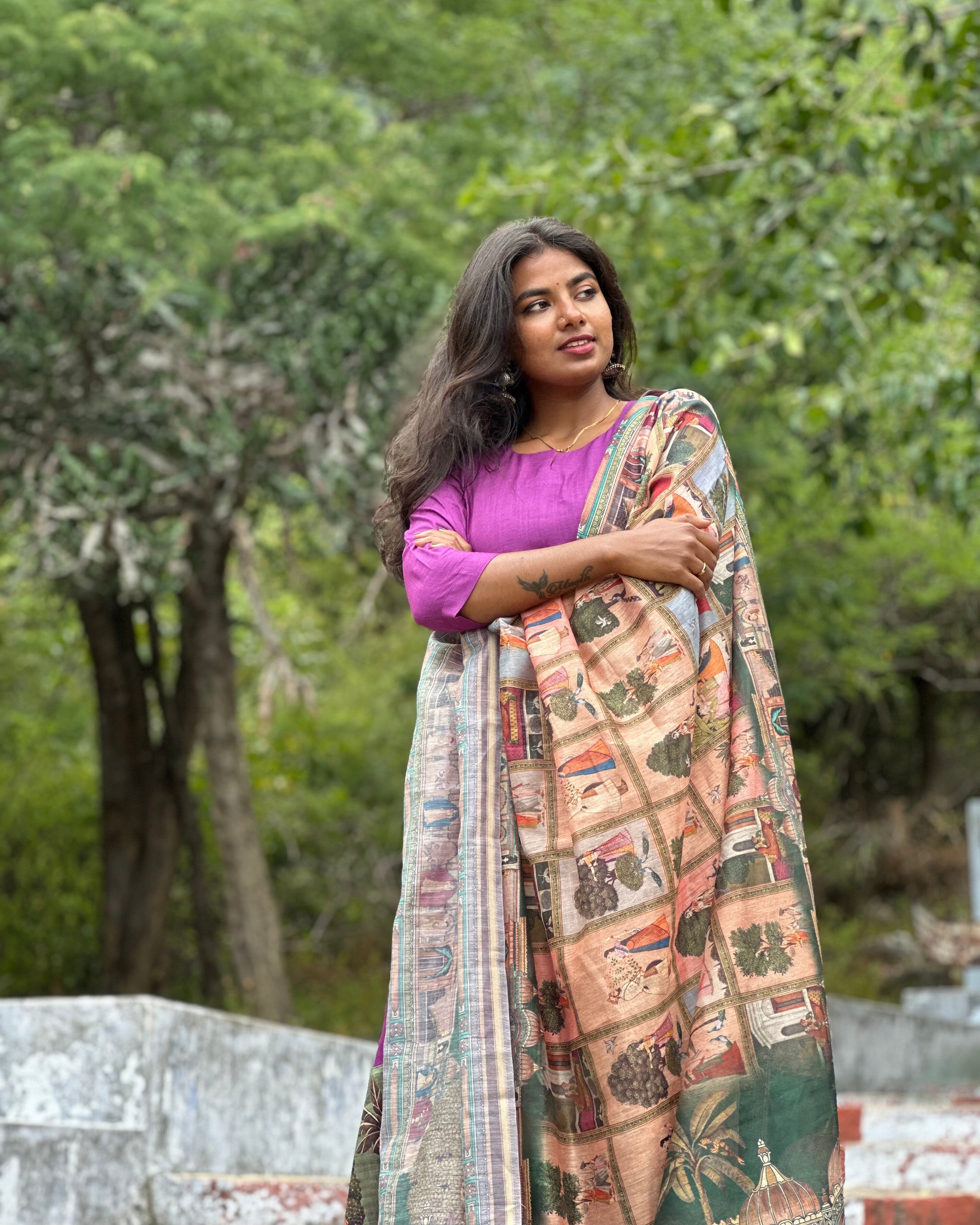 Mughal Dupatta Set Violet